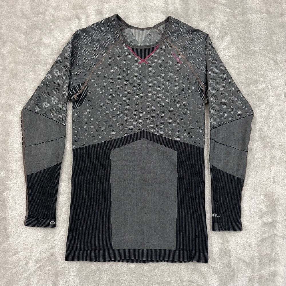 Odlo Shirt Womens Large Base Layer Gray Black Leopard Cheetah Running Breathable